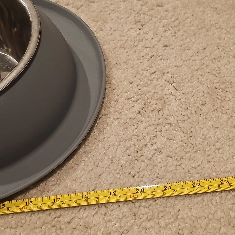 Stainless Steel Double Pet Bowl with Gray Rubber Mat